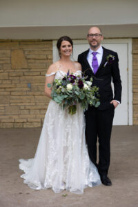 a man and a woman in a wedding dress